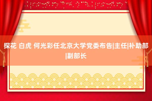 探花 白虎 何光彩任北京大学党委布告|主任|补助部|副部长