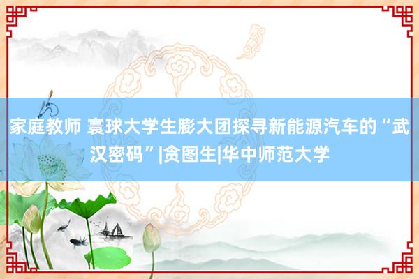 家庭教师 寰球大学生膨大团探寻新能源汽车的“武汉密码”|贪图生|华中师范大学