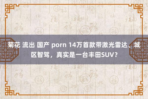 菊花 流出 国产 porn 14万首款带激光雷达、城区智驾，真实是一台丰田SUV？