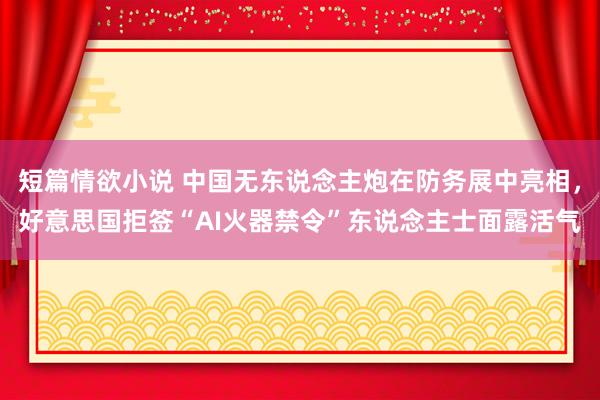 短篇情欲小说 中国无东说念主炮在防务展中亮相，好意思国拒签“AI火器禁令”东说念主士面露活气