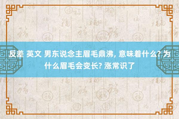 反差 英文 男东说念主眉毛鼎沸， 意味着什么? 为什么眉毛会变长? 涨常识了