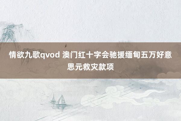 情欲九歌qvod 澳门红十字会驰援缅甸五万好意思元救灾款项