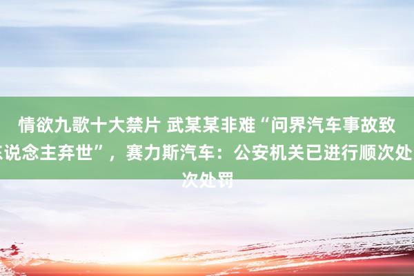 情欲九歌十大禁片 武某某非难“问界汽车事故致东说念主弃世”，赛力斯汽车：公安机关已进行顺次处罚