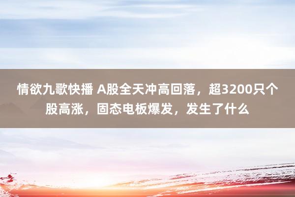 情欲九歌快播 A股全天冲高回落，超3200只个股高涨，固态电板爆发，发生了什么